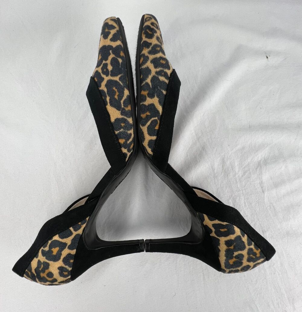 LIFESTRIDE Womens 8 Saldana Pumps Leopard Print Pointed Toe D'Orsay Heels Black - Picture 9 of 15